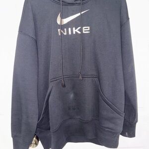 Nike Black Hoodie with Metallic Swoosh Logo